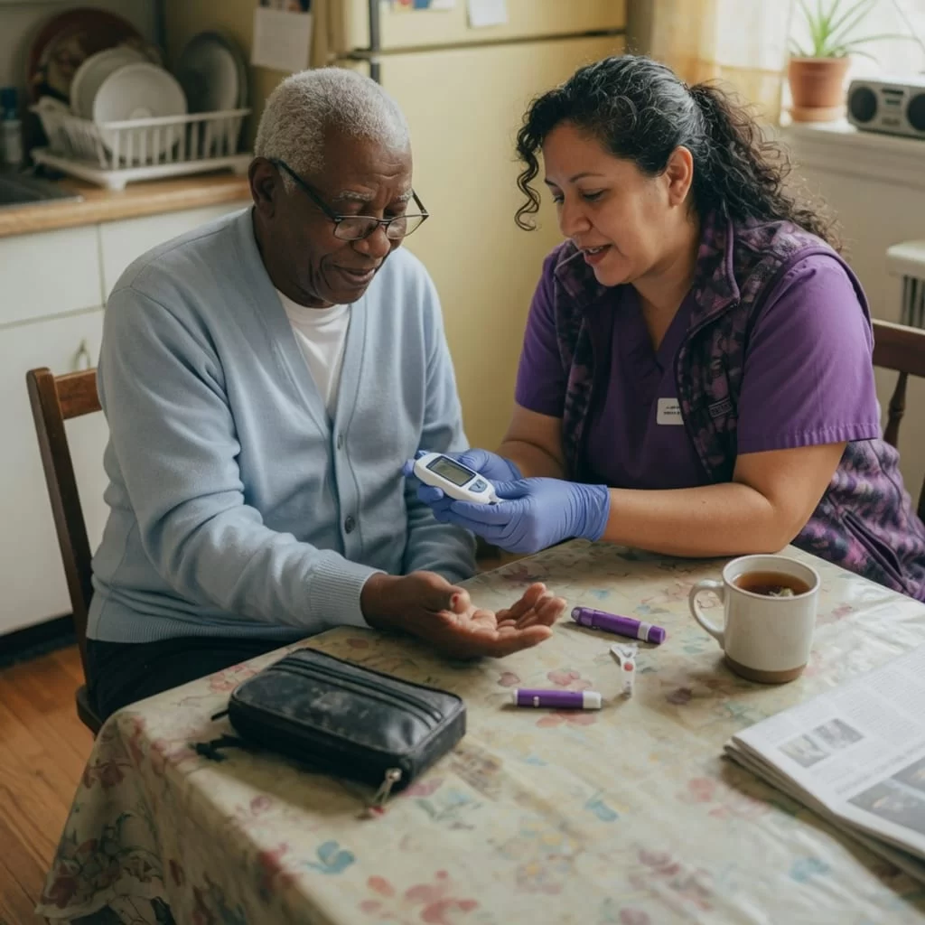 managing diabetes at home with in home support